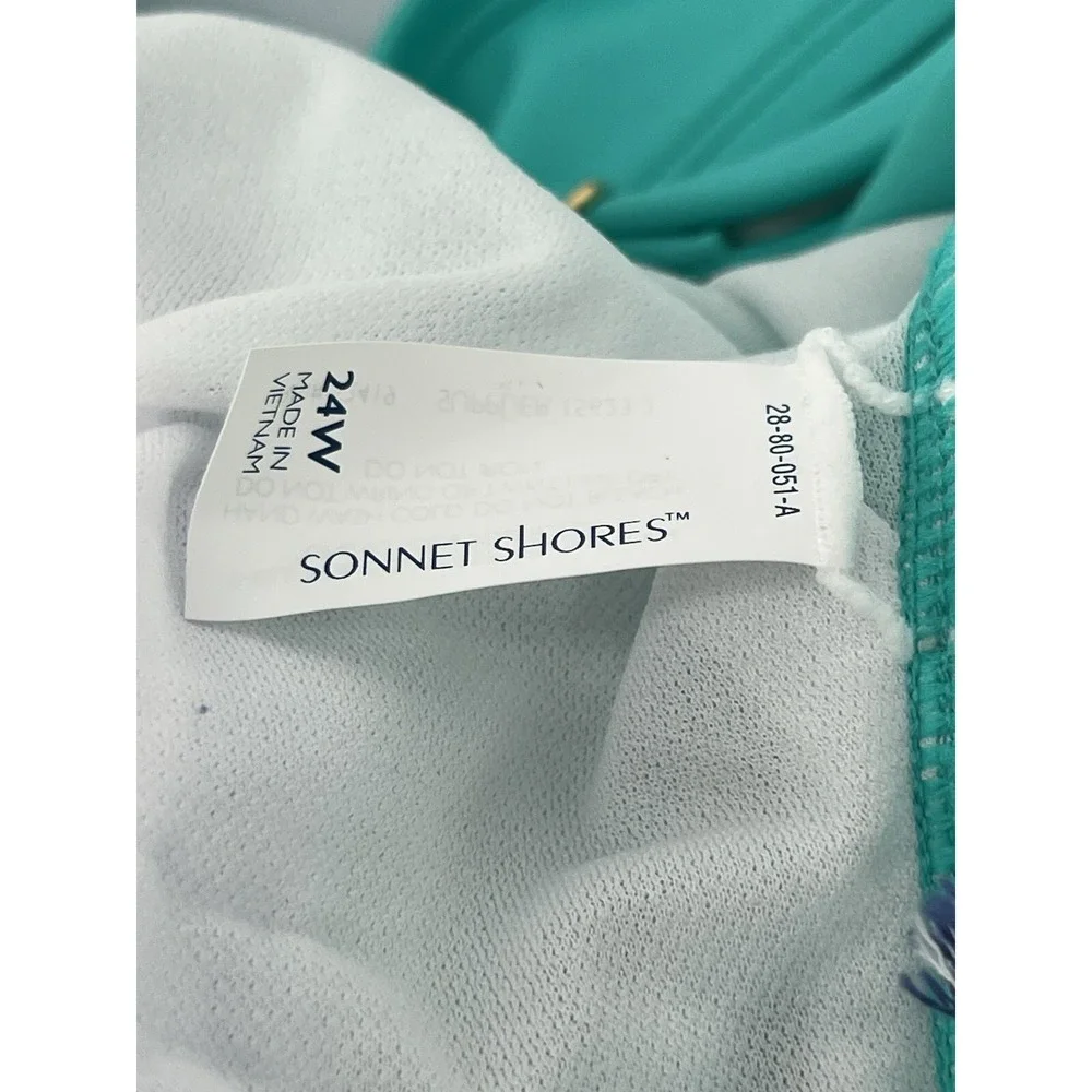 Sonnet Shores Adriatic Aqua Blue Tankini Swimsuit Top Womens Sz 24W‎ Org $54